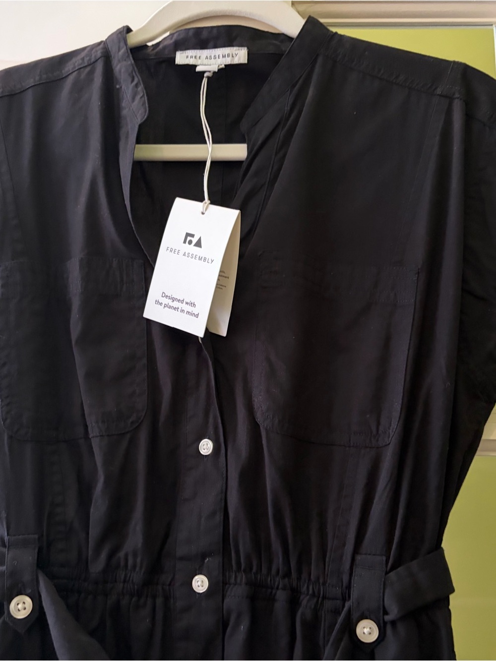 Free Assembly Black Button-Front Tie-Waist Midi Dress - Picture 5 of 6